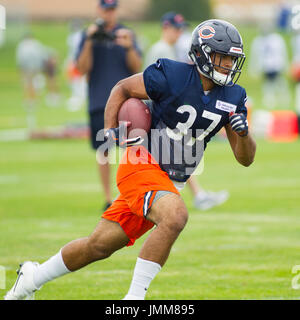 Bourbonnais, Illinois, USA. 27. Juli 2017. -Chicago Bären #37 Bryce Callahan in Aktion während des Trainingslagers auf dem Campus der Olivet Nazarene University, Bourbonnais, IL. Bildnachweis: Csm/Alamy Live-Nachrichten Stockfoto