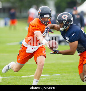 Bourbonnais, Illinois, USA. 27. Juli 2017. -Den Ball während des Trainingslagers auf dem Campus der Olivet Nazarene University, Bourbonnais, Illinois Chicago Bären #8 Mike Glennon übergibt. Bildnachweis: Csm/Alamy Live-Nachrichten Stockfoto