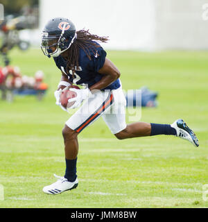 Bourbonnais, Illinois, USA. 27. Juli 2017. -Chicago Bären #12 Marcus Wheaton in Aktion während des Trainingslagers auf dem Campus der Olivet Nazarene University, Bourbonnais, IL. Bildnachweis: Csm/Alamy Live-Nachrichten Stockfoto