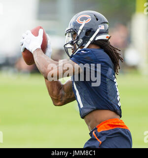Bourbonnais, Illinois, USA. 27. Juli 2017. -Chicago Bären #11 Kevin White in Aktion während des Trainingslagers auf dem Campus der Olivet Nazarene University, Bourbonnais, IL. Bildnachweis: Csm/Alamy Live-Nachrichten Stockfoto