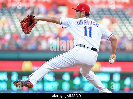 26. Juli 2017: Texas Rangers ab Krug Yu Darvish #11 Krug in was, sein letztes Spiel als ein Texas Ranger inmitten Handel Gerüchte bei einem MLB-Spiel zwischen den Miami Marlins und die Texas Rangers im Globe Life Park in Arlington, TX Miami sein könnte schlagen die Rangers 22-10 Albert Pena/CSM Stockfoto
