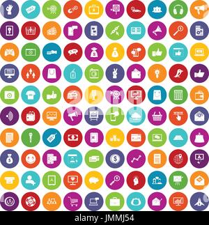 100 digitale marketing Icons set Farbe Stock Vektor