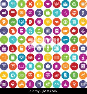 100 e-Learning-Icons set Farbe Stock Vektor