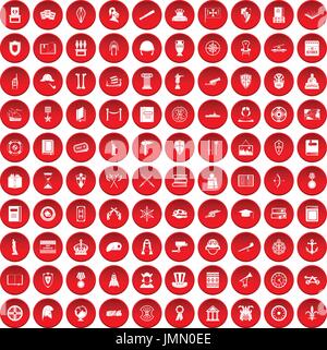 100 Geschichte Icons set rot Stock Vektor