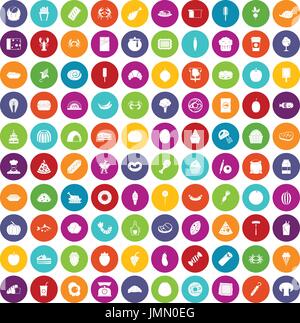 100 Lieblingsessen Icons set Farbe Stock Vektor