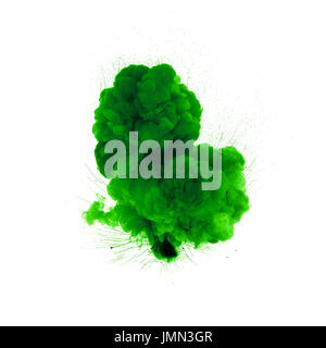 Abstrakte grüne Explosion mit Funken isolierten auf schwarzen Hintergrund Stockfoto