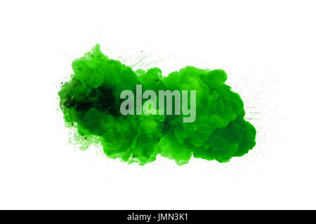 Abstrakte grüne Explosion mit Funken isolierten auf schwarzen Hintergrund Stockfoto