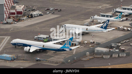 Boeing 787 Dreamliner Flugzeuge unter Konstruktion, Boeing Field, Washington State, USA Stockfoto