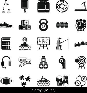 Mann Sport Icons Set, einfachen Stil Stock Vektor