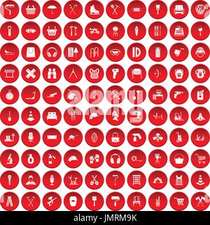 100 Outfit Icons set rot Stock Vektor