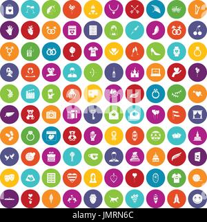 100 Herz Symbole festlegen Farbe Stock Vektor
