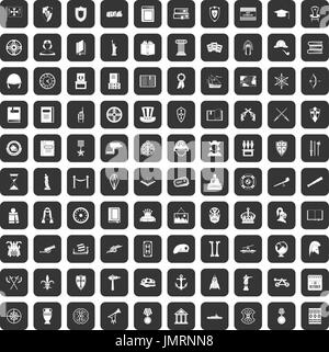100 Geschichte Icons set schwarz Stock Vektor