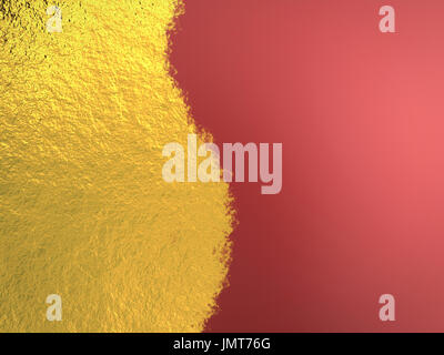 abstrakte Goldfarbe auf rotem Grund Stockfoto