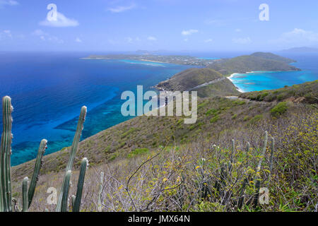 Hügellandschaft der Insel Virgin Gorda, Insel Virgin Gorda, Britische Jungferninseln, Karibik Stockfoto