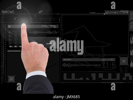 Digitalen Verbund von Hand zu berühren Schnittstelle Technologie Benutzergrafiken Stockfoto