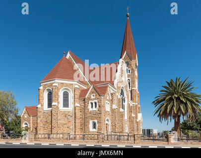 WINDHOEK, NAMIBIA - 17. Juni 2017: Die Rückseite der Christuskirche, einer historischen deutschen lutherischen Kirche in Windhoek Stockfoto