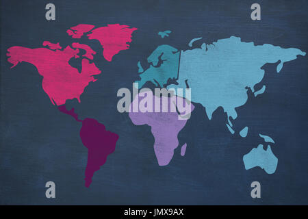 Grafische Darstellung der Weltkarte gegen Bild Ac Tafel Stockfoto