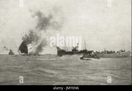 HMT Aragon sinken, 30. Dezember 1917 Stockfoto