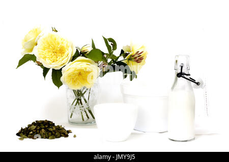 Stillleben mit Rose Pilgrim Stockfoto