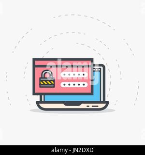 Laptop-Login und Passwort Stock Vektor