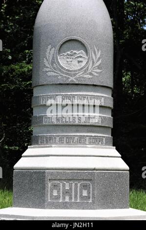 Denkmal für die 53. Ohio Infanterie, Vicksburg nationaler militärischer Park Stockfoto