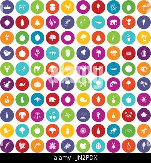 100 live Natur Icons set Farbe Stock Vektor