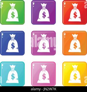 Geldsack set 9 Stock Vektor