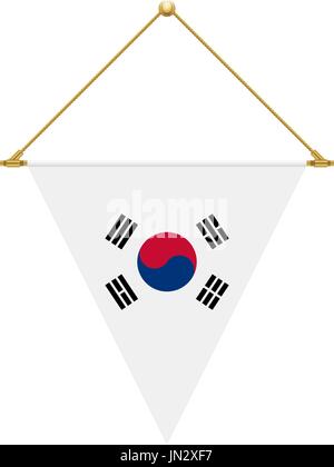 Flagge entwerfen. Südkoreanische Dreieck Flagge hängt. Isolierte Vorlage für Ihre Entwürfe. Vektor-Illustration. Stock Vektor