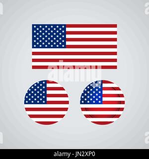 Flagge entwerfen. American Flag gesetzt ist. Isolierte Vorlage für Ihre Entwürfe. Vektor-Illustration. Stock Vektor