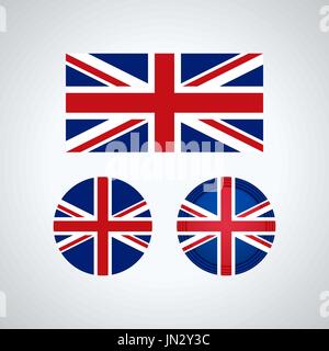 Flagge entwerfen. Englische Flagge gesetzt. Isolierte Vorlage für Ihre Entwürfe. Vektor-Illustration. Stock Vektor