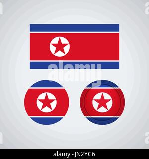 Flagge entwerfen. Nordkoreanischer Flagge gesetzt. Isolierte Vorlage für Ihre Entwürfe. Vektor-Illustration. Stock Vektor
