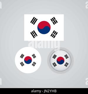 Flagge entwerfen. Südkoreanische Flag gesetzt ist. Isolierte Vorlage für Ihre Entwürfe. Vektor-Illustration. Stock Vektor