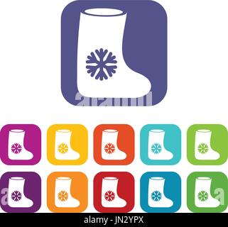 Filz Stiefel Icons set Stock Vektor
