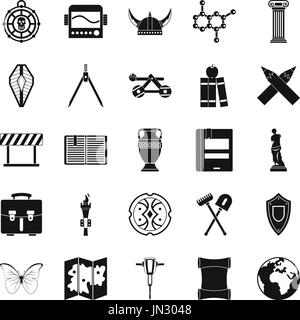 Archäologie-Symbole-Set, einfachen Stil Stock Vektor