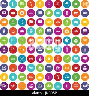 100 nationalen Flaggen-Icons set Farbe Stock Vektor