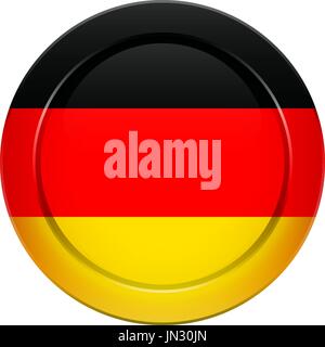Kennzeichnen Sie Tasten-Design. Deutsche Flagge auf den runden Knopf. Isolierte Vorlage für Ihre Entwürfe. Vektor-Illustration. Stock Vektor