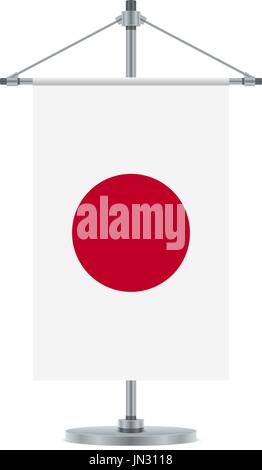 Flagge entwerfen. Japanische Flagge auf dem Kreuz metallischen Pol. Isolierte Vorlage für Ihre Entwürfe. Vektor-Illustration. Stock Vektor