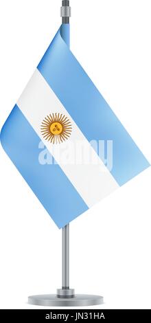 Flagge entwerfen. Argentinische Flagge hängt auf dem metallischen Pol. Isolierte Vorlage für Ihre Entwürfe. Vektor-Illustration. Stock Vektor