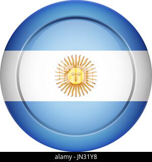 Flagge entwerfen. Argentinische Flagge auf den runden Knopf. Isolierte Vorlage für Ihre Entwürfe. Vektor-Illustration. Stock Vektor