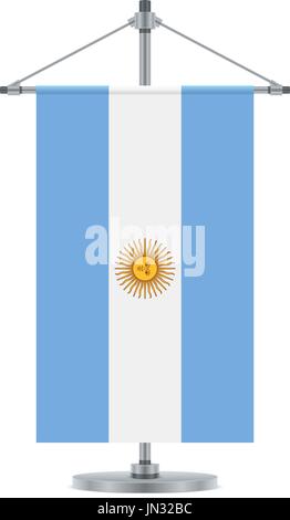 Flagge entwerfen. Argentinische Flagge auf dem metallischen Kreuz Pol. Isolierte Vorlage für Ihre Entwürfe. Vektor-Illustration. Stock Vektor