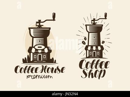 Kaffee, Espresso-Logo oder Label. Element für die Gestaltung Menü Restaurant oder Café. Handgeschriebene Schrift, Kalligraphie-Vektor-illustration Stock Vektor