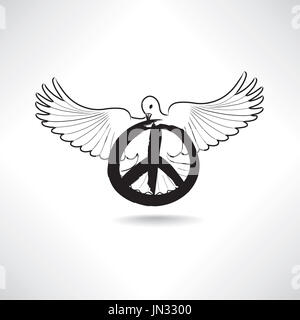 Friedenssymbol. Taube mit Pazifismus Zeichen isoliert. Internationalen Frieden Tag Emblem. Stockfoto