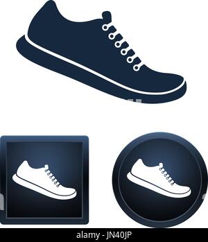 Einfache und button Form Schuh Symbole auf weißem Hintergrund für Ihre Entwürfe. Vektor-Illustration-Icons. Stock Vektor