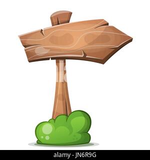 Cartoon Holz Pfeile mit bush Stock Vektor