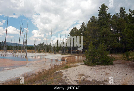 Schillernde Pool Thermalquelle in schwarz-Sand-Geysir-Becken im Yellowstone National Park in Wyoming USA Stockfoto