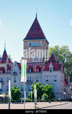 Lausanne, Schweiz - 26. August 2016: Schloss Ouchy in Lausanne, Schweiz. Stockfoto