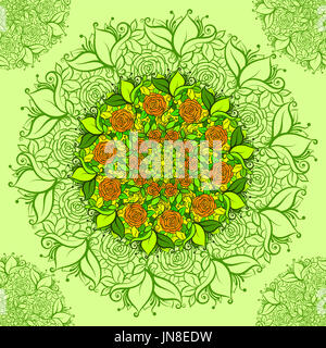 Komplizierte Blumenmuster. Aufwendige Blumenkarte aus Blumen-Mandala-Elemente für Ihr Design. nahtlose Blumenmuster in Hippie Boho Stil. Linie Stockfoto