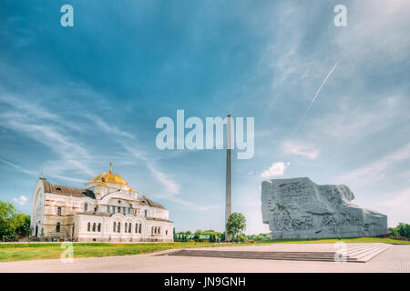 Brest, Weißrussland.  Kathedrale St. Nikolaus-Kirche, Denkmal Bajonett - Garnison, Obelisk und Main Denkmal Memorial Komplex Brest Held-Festung Stockfoto