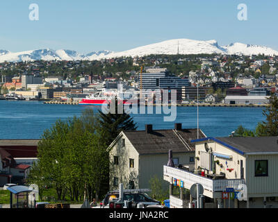 Kleine Kreuzfahrtschiff Kreuzfahrt Schiff Hafen Tromsø Nord Norwegen Stockfoto