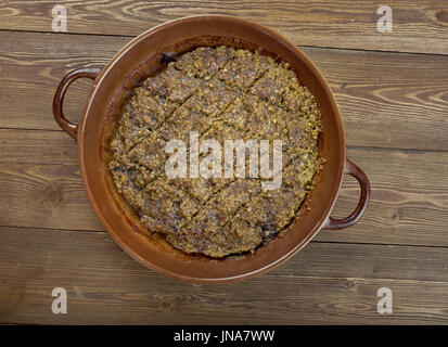 Baked Kibbeh - libanesischen gebackenes Hackfleisch Lamm Kuchen Stockfoto